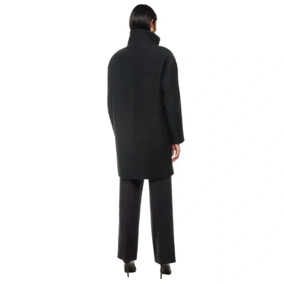 NWT Babaton Correa Funnel-Neck Wool Coat Black Size Large - Picture 2 of 13